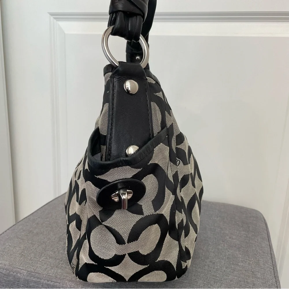 COACH Parker Op Art Slouchy Hobo Bag - Gray/Black/Silver 13427 - Picture 8 of 14